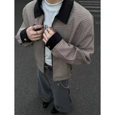 Hearujoy Plaid Retro Jacket Men's Spring Autumn Streetwear American Lapel Jacket Color Blocking Design Coat High-end Motorcycle Suit Top